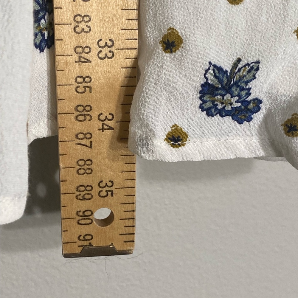 Free People Floral Two Faces Mini Dress Sz S White Smocked Long Sleeve Flowy - Picture 12 of 12